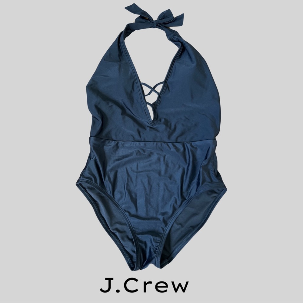 NWT JCREW ONE PIECE BLACK SWIMSUIT WITH HALTER NECK TOE AND LOW BACK - SIZE MED